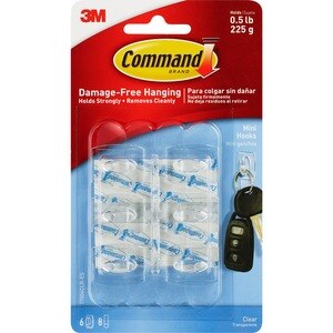3M Command Damage-Free Mini Hooks Hanging Hooks & Strips, Small
