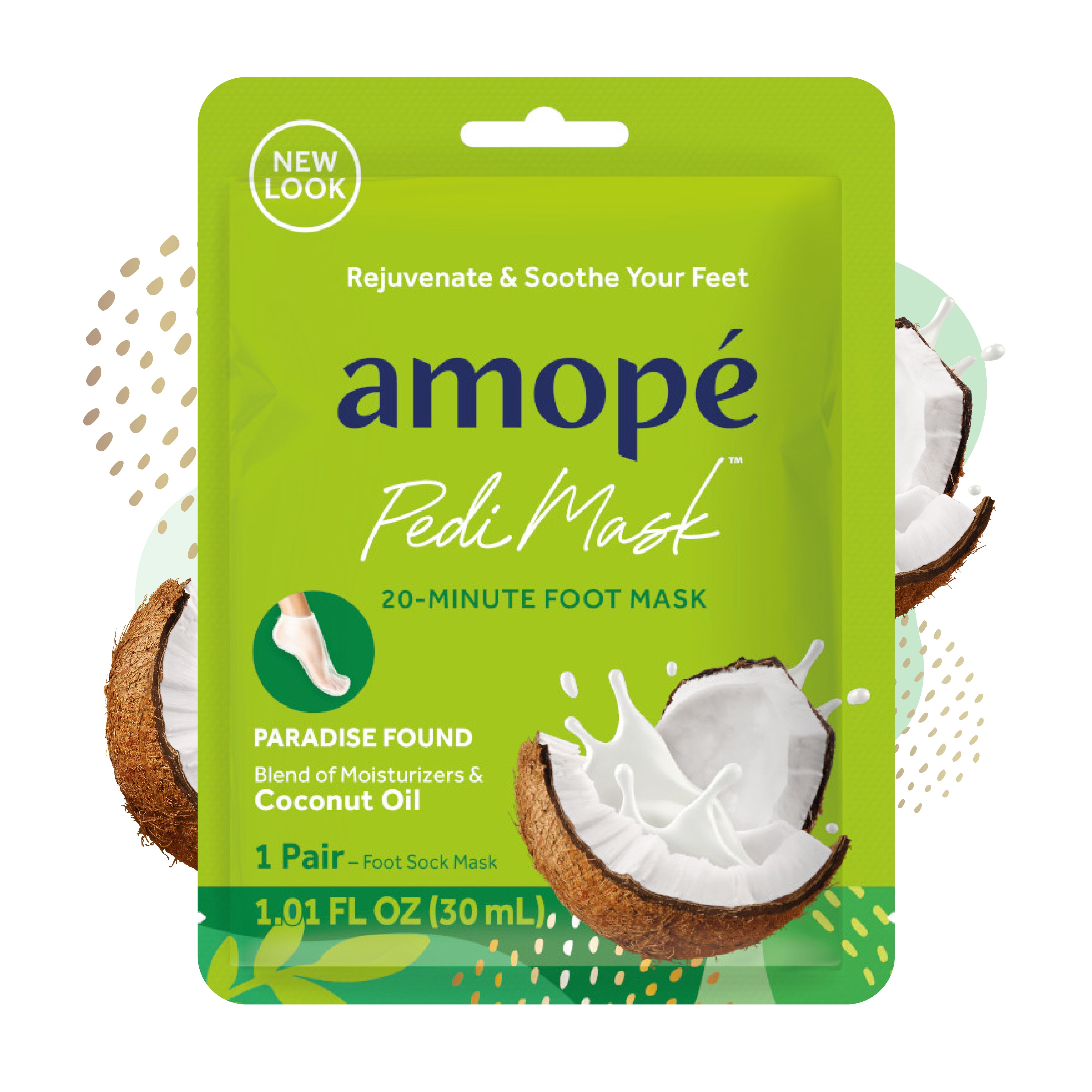 Amope PediMask 20-Minute Foot Mask - Paradise Found with Coconut Oil