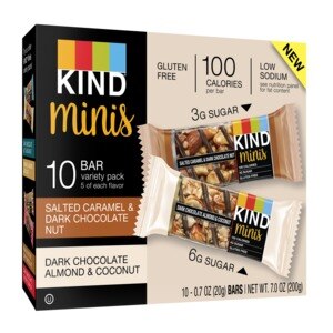 KIND Minis, Caramel Dark Choc Nut and Dark Choc Almond Coconut, 10 ct