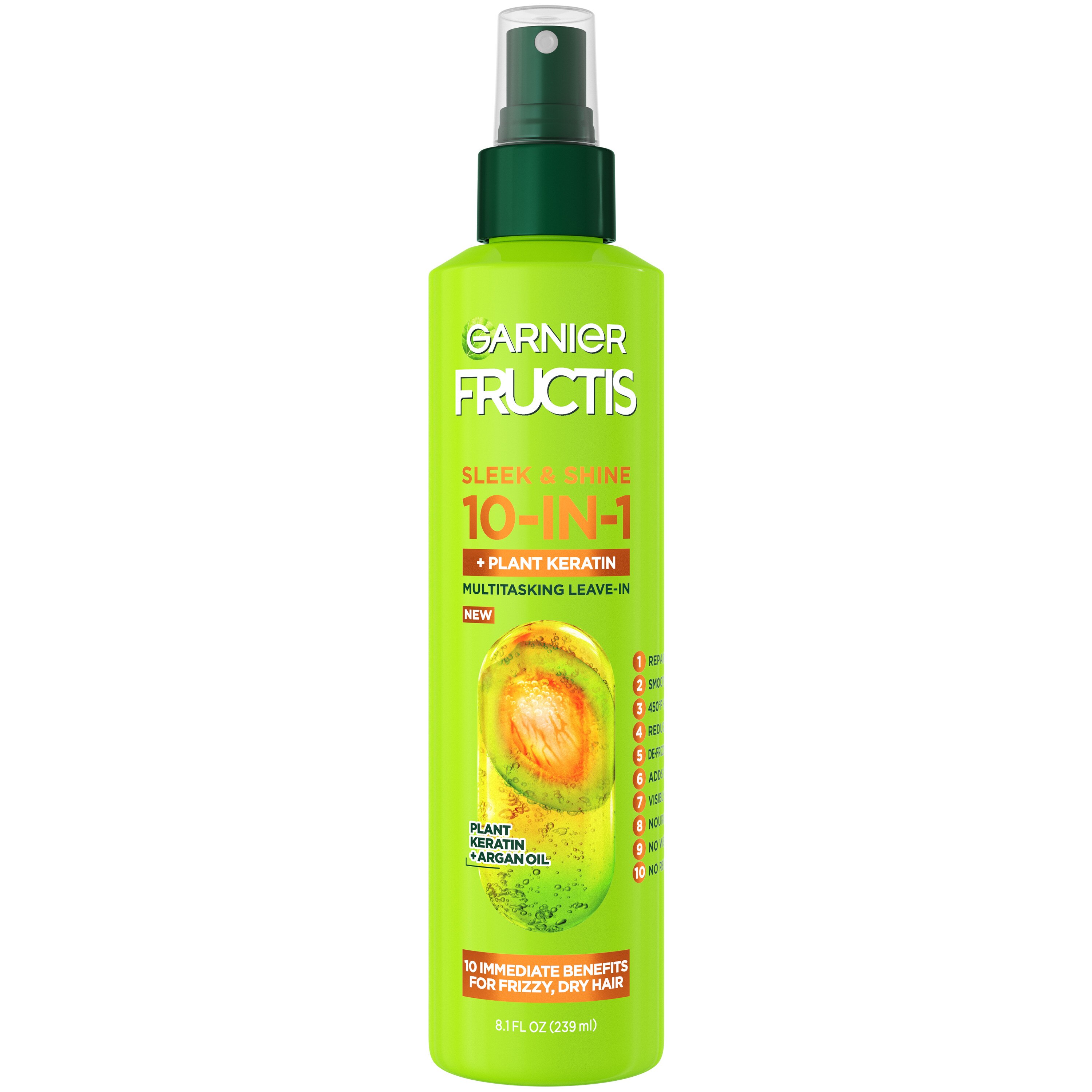 Garnier Fructis Sleek & Shine 10 in 1 Spray, for Frizzy, Dry Hair, 8.1 OZ