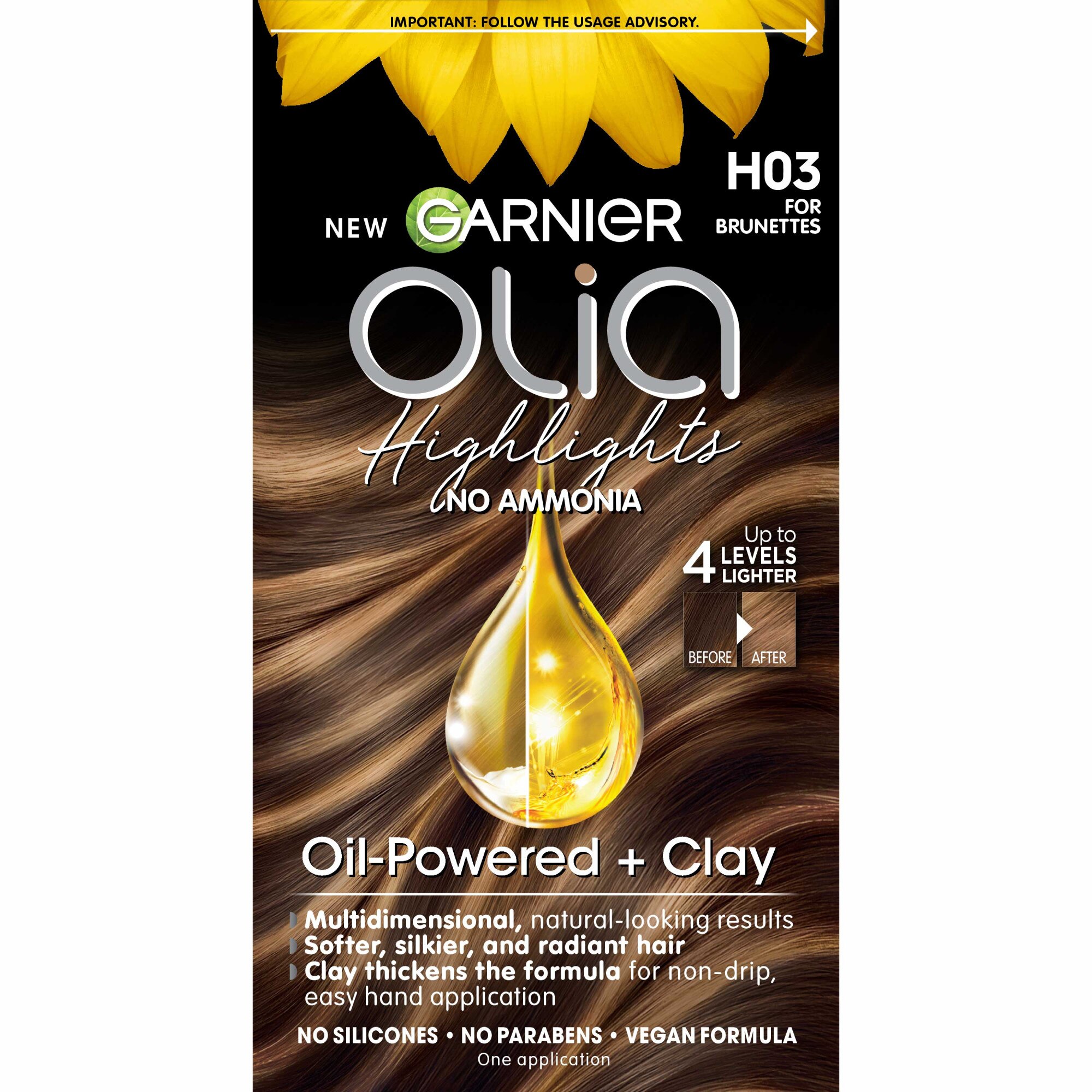 Garnier Olia Oil Powered Ammonia Free Highlights Kit, Brunette H03