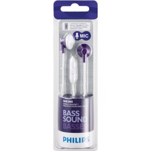 Philips in-Ear Earbud Headphones with Mic, Purple