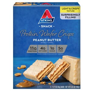 Atkins Protein Wafer Crisp Snack Bar, Peanut Butter, 5 PK