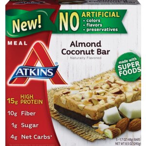 Atkins Almond Coconut Bar, 5CT