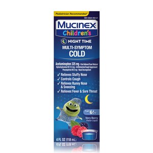 Mucinex Children's Nighttime Multi-Symptom Cold Relief Liquid, Very Berry, 4 OZ