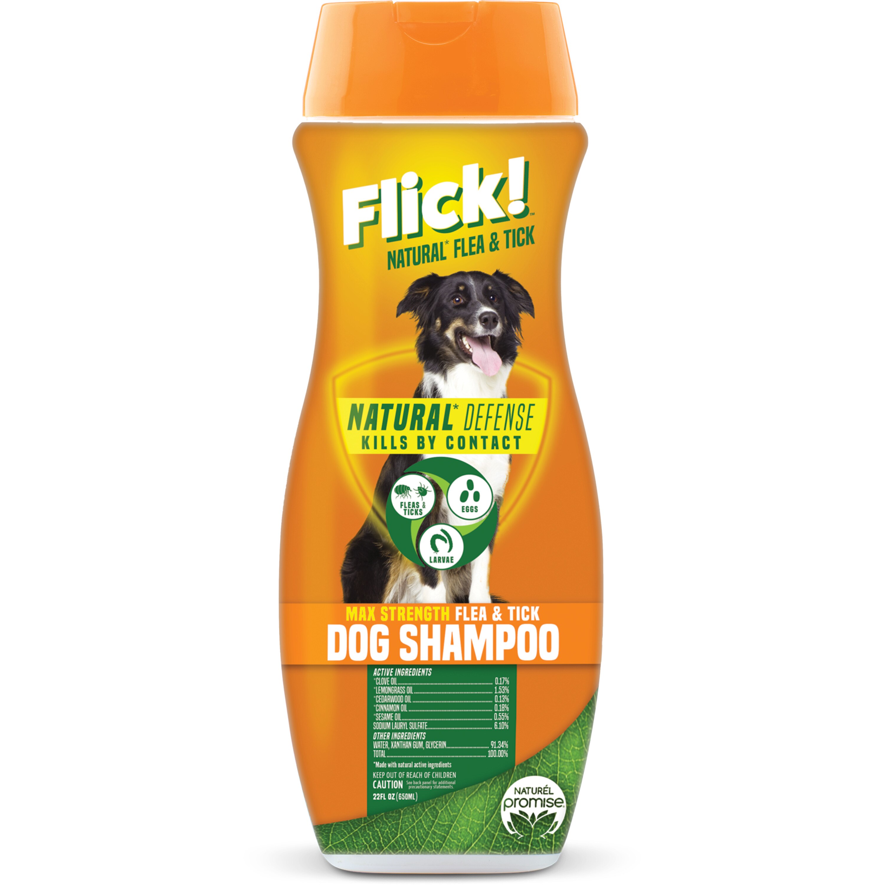 Flick! Natural Flea & Tick Max Strength Dog Shampoo, 22 oz