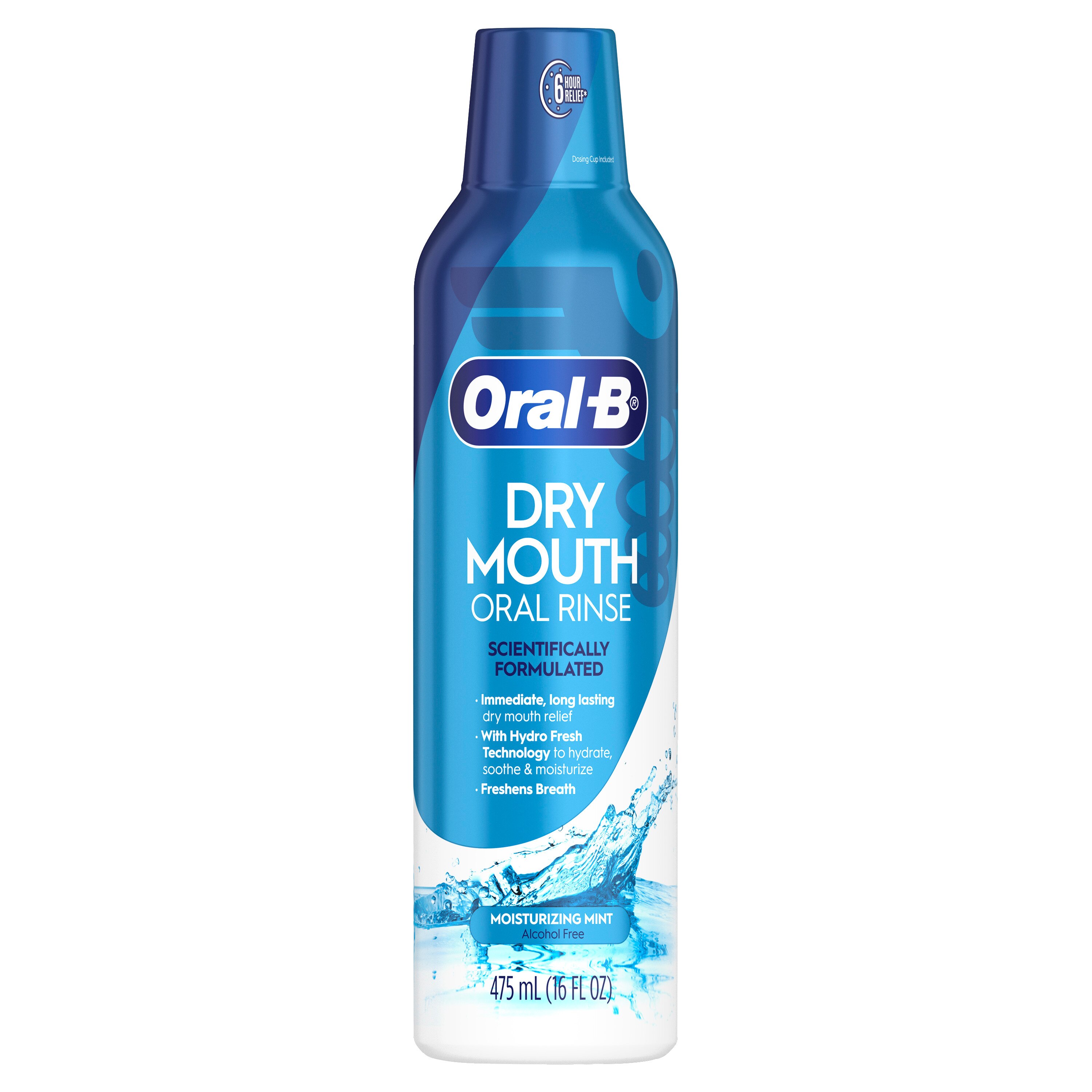Oral-B Dry Mouth Oral Rinse Mouthwash, Moisturizing Mint, 475 mL (16 fl oz)