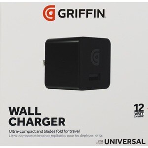 Griffin PowerBlock Universal USB-A 12W Wall Charger - Black. Lifetime Warranty.