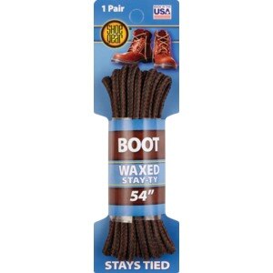 Shoe Gear Waxed Stay-Ty Boot Laces, Brown, 54", 1 ct