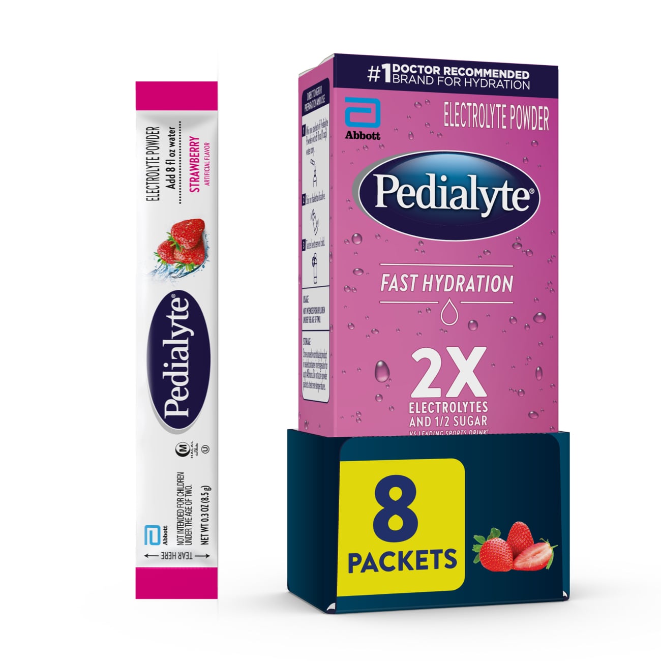 Pedialyte Fast Hydration Powder Packets, 8 CT