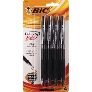 BIC Velocity Bold Retractable Ball Pen, Bold Point (1.6mm), Black, 4 ct