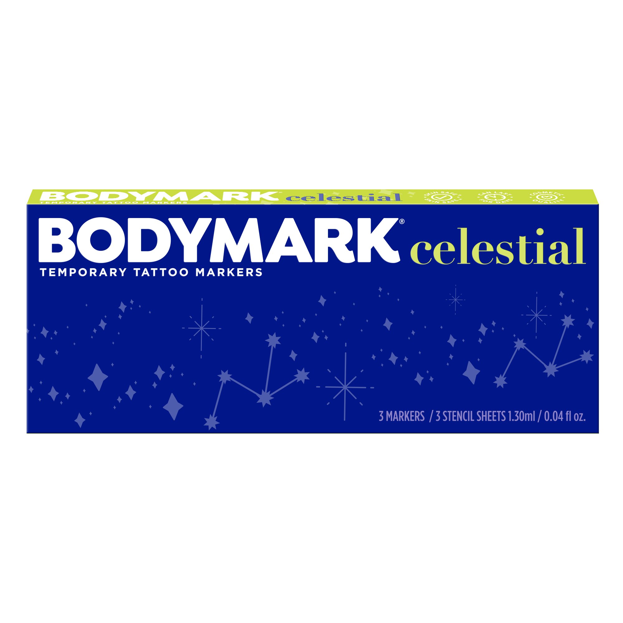 BodyMark Temporary Tattoo Marker Set, Celestial, 3 CT with Stencils