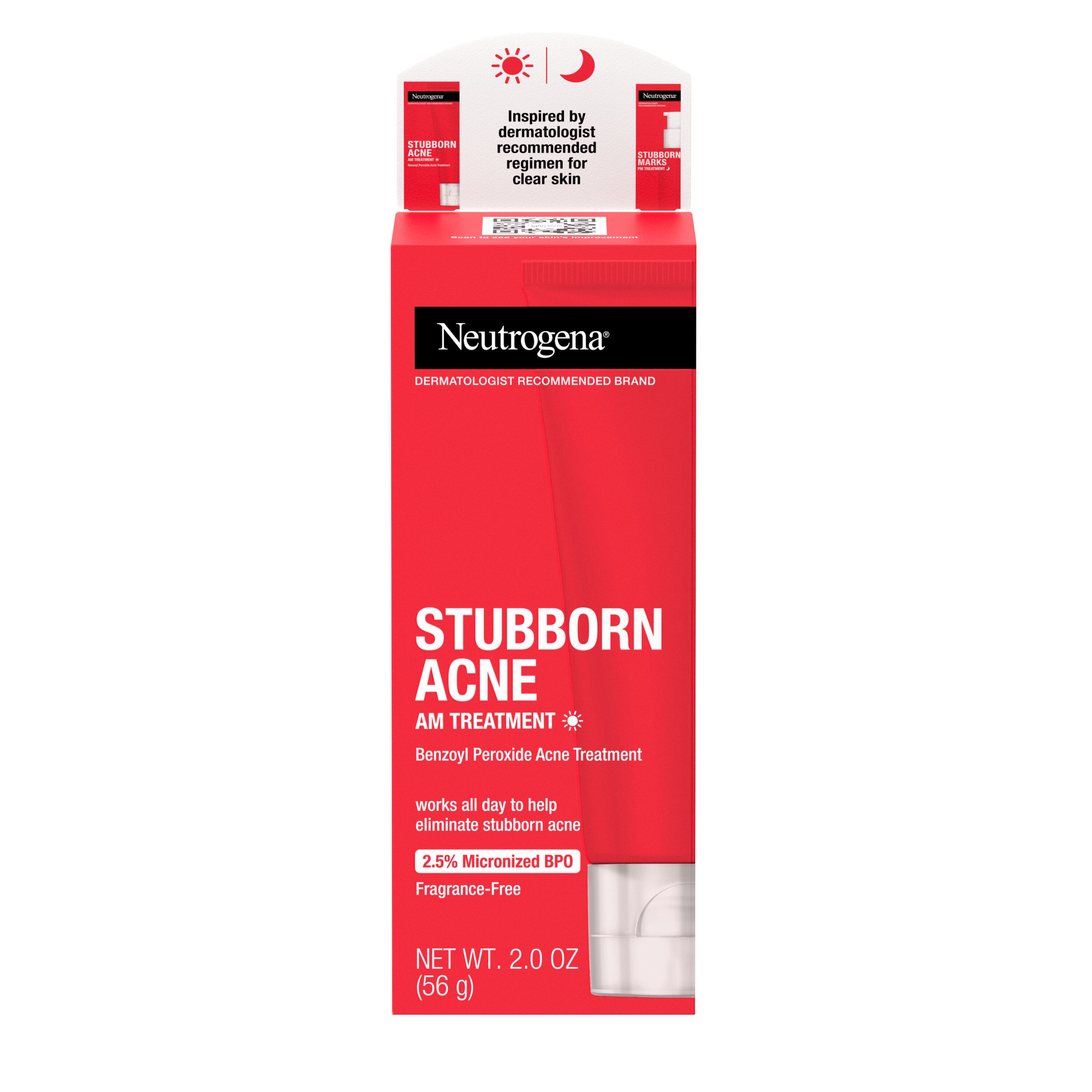 Neutrogena Stubborn Acne AM Treatment with Benzoyl Peroxide, 2 OZ