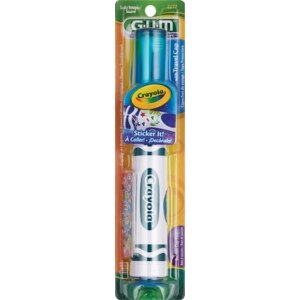 GUM Crayola Sticker it! Power Toothbrush for ages 3+, Soft Bristle, 1 CT