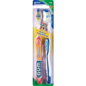 GUM Supreme Toothbrush 2 Pack, Medium