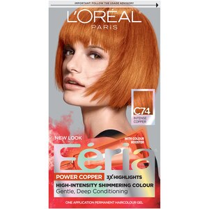 L'Oreal Paris Feria Multi-Faceted Shimmering Permanent Hair Color, C74 Copper Crave