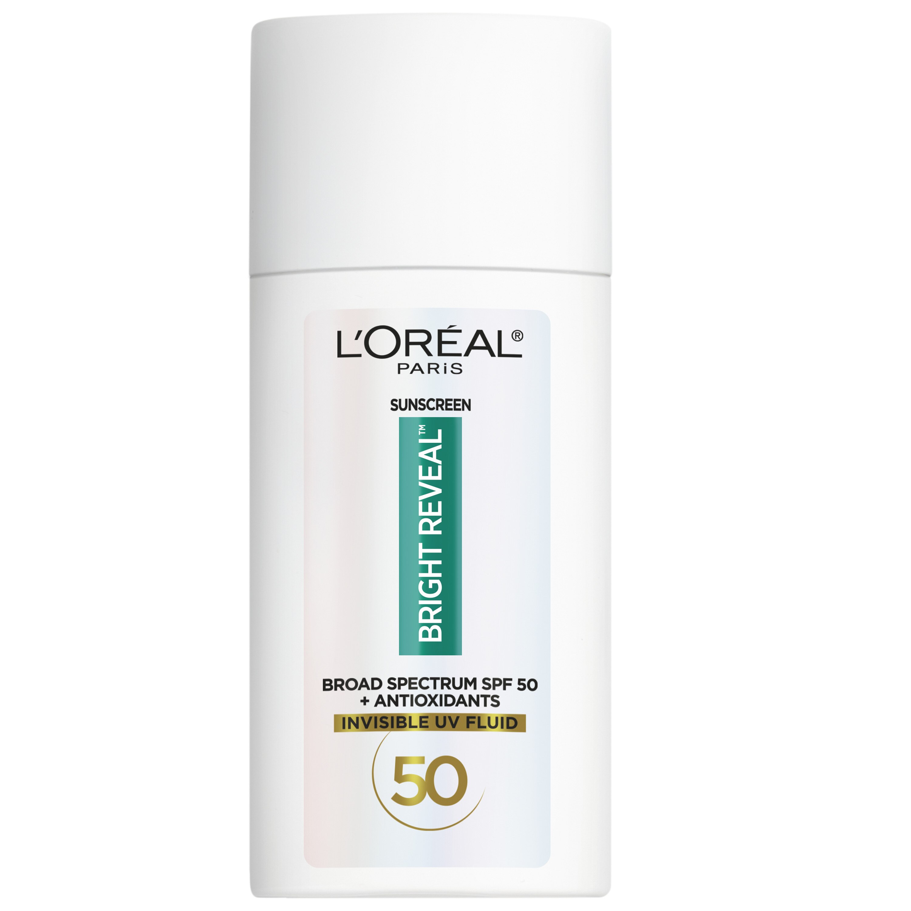 L'Oreal Paris Bright Reveal Broad Spectrum SPF 50 Invisible UV Fluid, Antioxidants, 1.7 fl oz