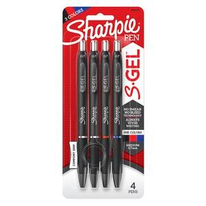 Sharpie S-Gel, Gel Pens, Medium Point (0.7mm), Assorted Colors, 4 CT
