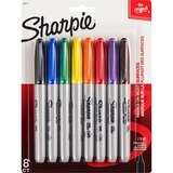 Sharpie Permanent Markers Fine Point, Assorted Colors, 8 ct, thumbnail image 1 of 2