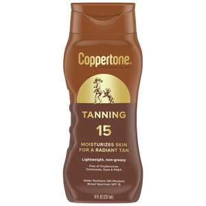 Coppertone Tanning Defend & Glow Sunscreen With Vitamin E Lotion Broad Spectrum SPF 15, 8 OZ