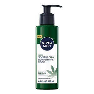 NIVEA Men Sensitive Calm Liquid Shaving Cream with Hemp Seed Oil & Vitamin E, 6.8 OZ