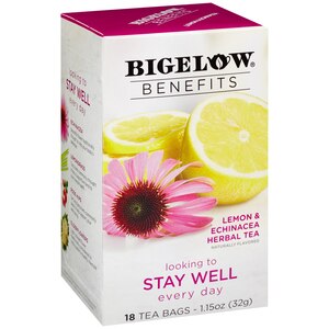 Bigelow Benefits Lemon and Echinacea Herbal Tea, 18 ct