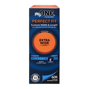 MyONE Custom Fit, EXTRA WIDE & LONG Condoms FitCode 60K, 10 CT