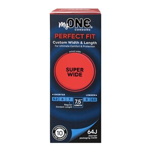 MyONE Custom Fit, SUPER WIDE Condoms, 64J, 10 CT