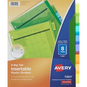 Big Tab Insertable Plastic Reference Dividers