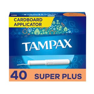 Tampax Cardboard Tampons, Anti-Slip Grip, LeakGuard Skirt, Unscented, Super Plus