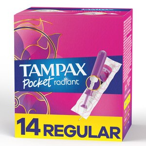 Tampax Pocket Radiant Compact Tampons, Unscented, Regular