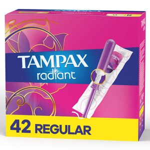 Tampax Radiant Plastic Tampons, Unscented, Regular