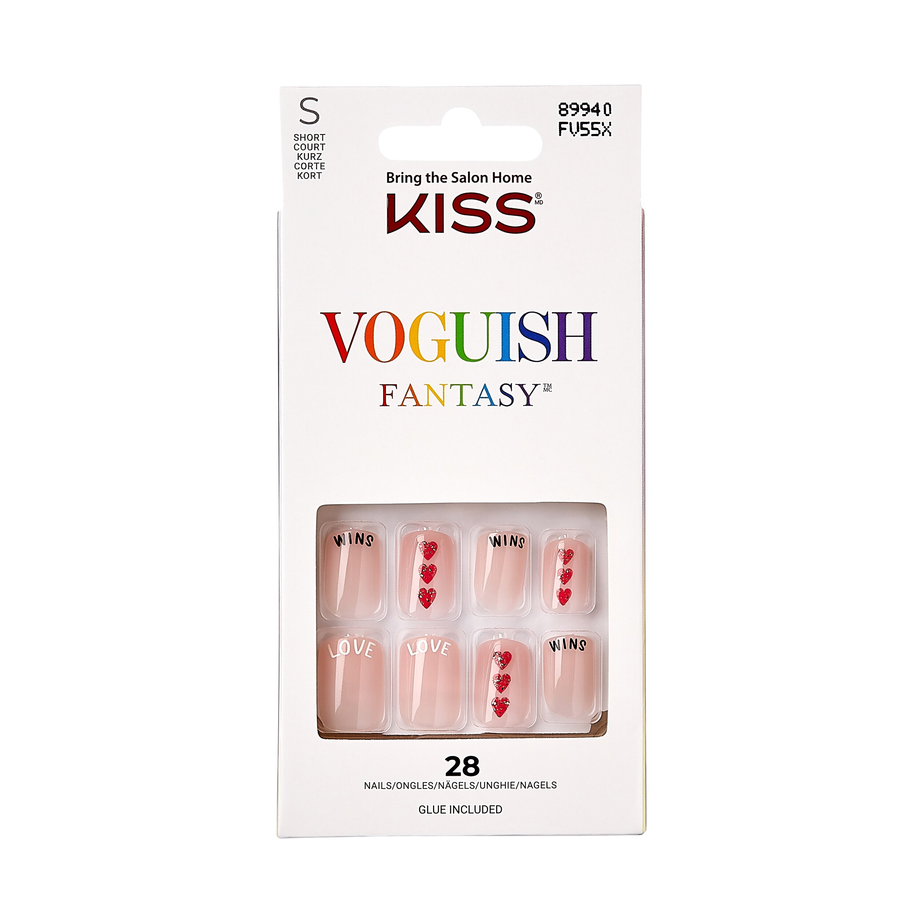 KISS Voguish Fantasy Pride Fake Nails, Nude, Short Length, Square Shape, 31 Ct.