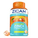 Zicam Daily Immune Support Gummies, Zinc + Vitamins C & D, Citrus Strawberry Flavor, 70 CT, thumbnail image 1 of 5