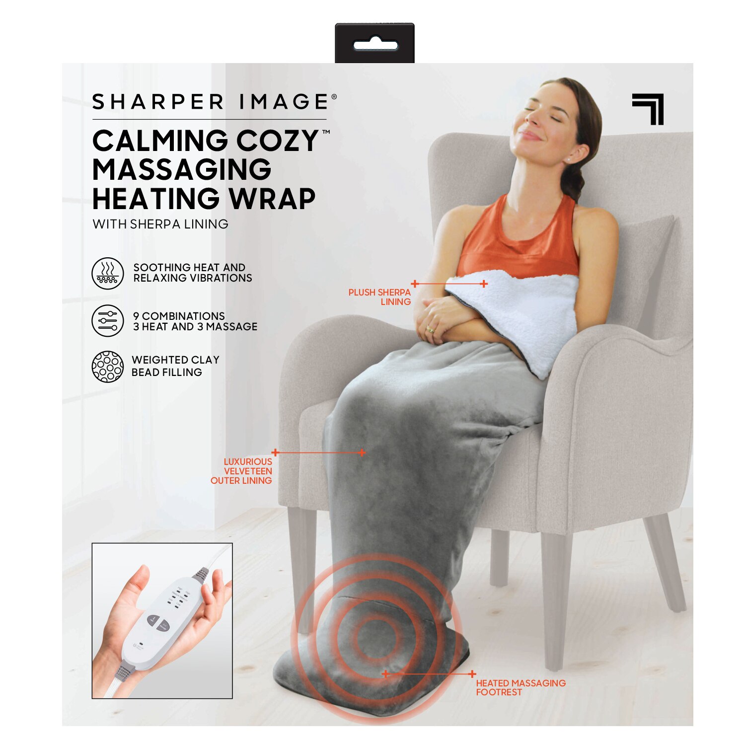 Sharper Image Calming Cozy Massaging Heating Wrap