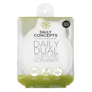 Daily Concepts Daily Dual Texture Body Scrubber, Vegan, White, 0.11 OZ