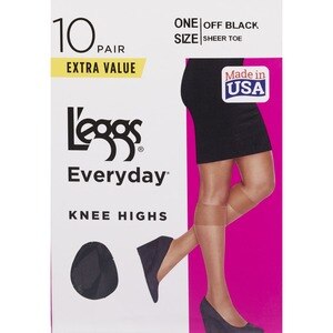 L'eggs Everyday Knee Highs Sheer Toe One Size Off Black