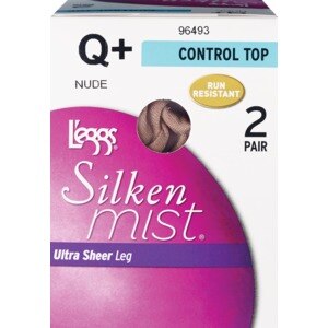 L'eggs Silken Mist Ultra Sheer Leg with Control Top, 2 CT, Size Q+