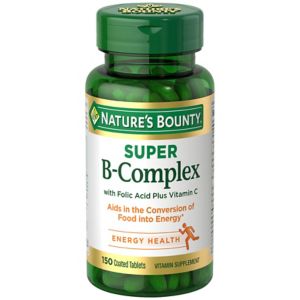 Nature's Bounty Super B Complex with Folic Acid plus Vitamin C Tablets, 150CT