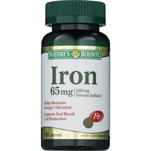 Nature's Bounty Iron Tablets 65mg, 100CT