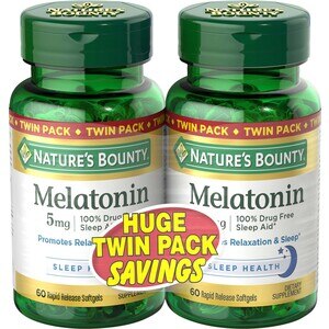 Nature's Bounty Melatonin 5 mg Twin Pack, 60 Rapid Release Liquid Softgels