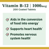 Nature's Bounty Vitamin B-12 Coated Tablets, 1000 mcg, 200 CT, thumbnail image 3 of 5