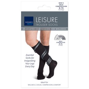 SIGVARIS Leisure Trouser Compression Socks, Men's, 8-15mmHg, Black