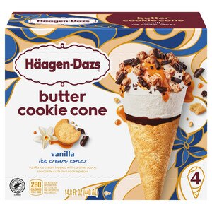 HAAGEN-DAZS Cookie Cone Vanilla Ice Cream 4x3.72floz Box