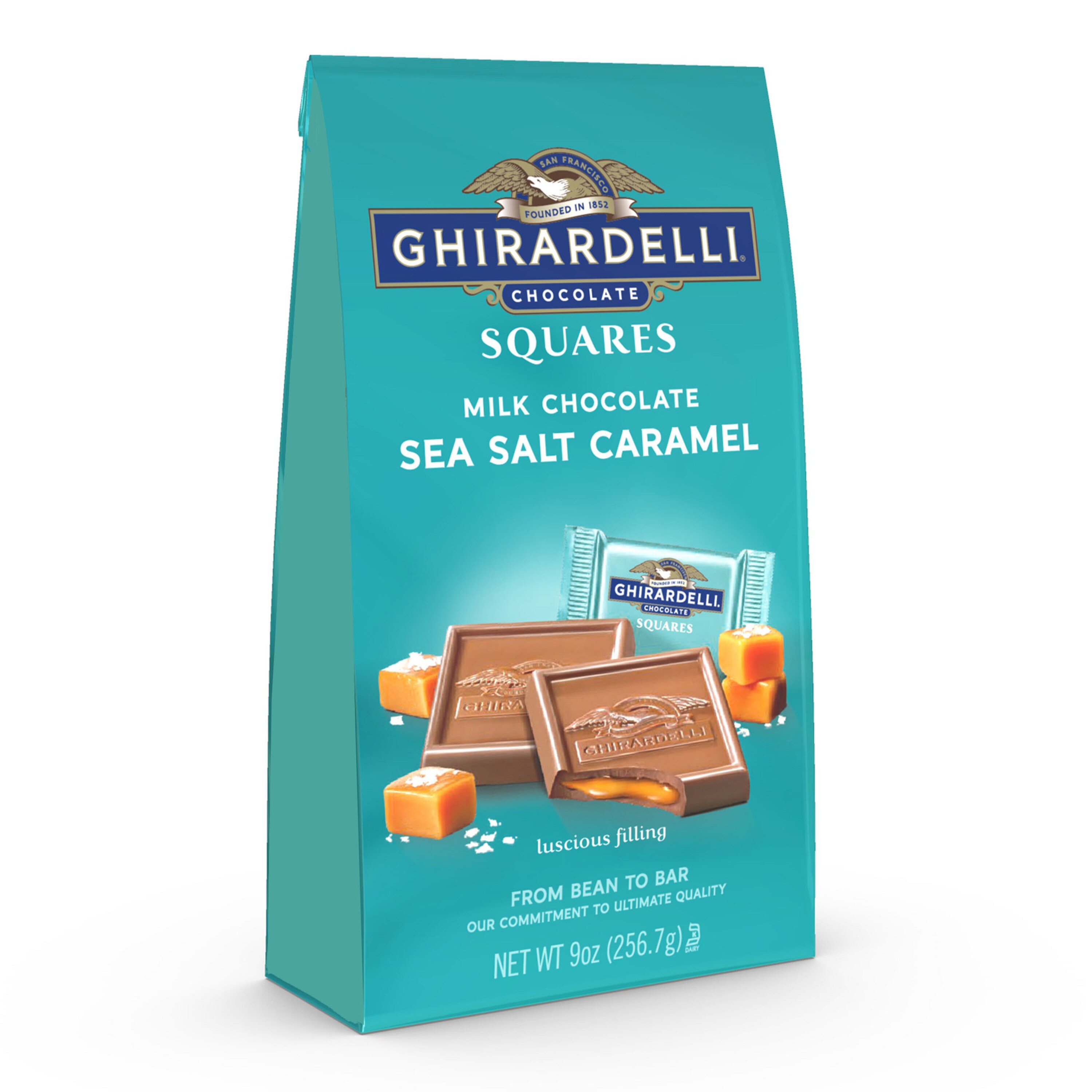 Ghirardelli, Milk Chocolate Sea Salt Caramel Chocolate Squares, 9 oz Bag