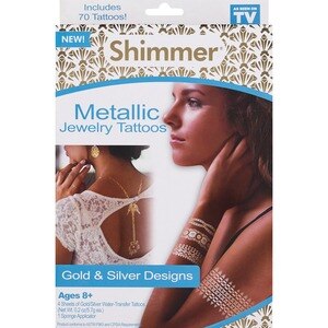 Shimmer Metallic Jewelry Tattoos, Gold & Silver Designs