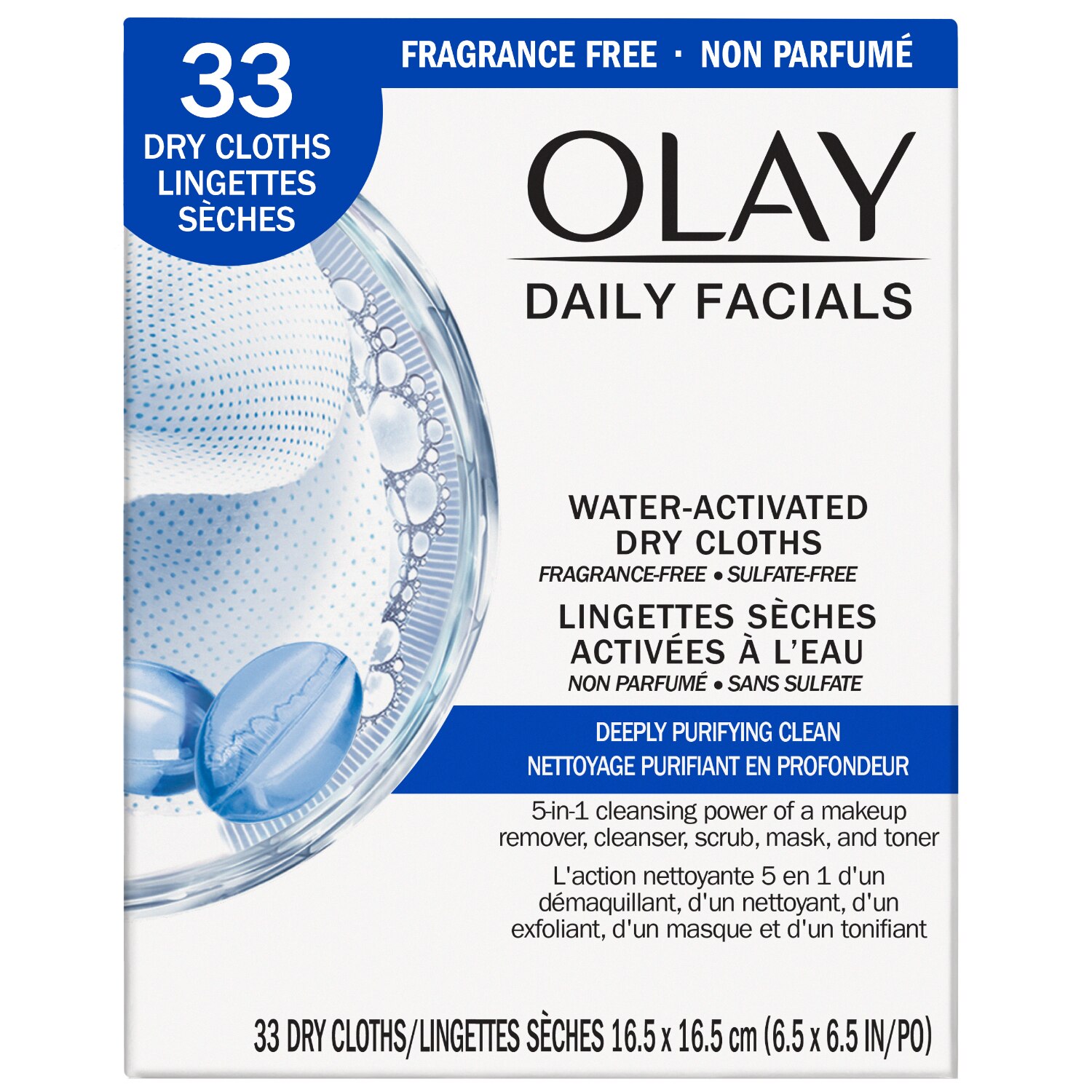 Olay Daily Facial Cleansing Cloths for a Deeply Purifying Clean with Vitamins, 33CT