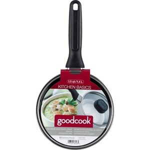 Good Cook Kitchen Basics Durable Stainless Steel Saucepan with Glass Lid