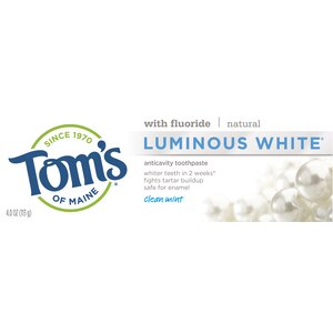 Tom's of Maine Luminous White Fluoride Anticavity Toothpaste, Clean Mint, 4 OZ