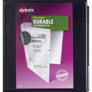Avery Clear Cover Durable Binder, Black, 1 1/5 in